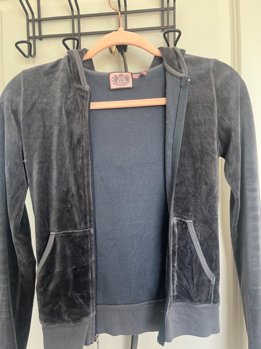 Juicy Couture Pink Logo Patch Navy Top